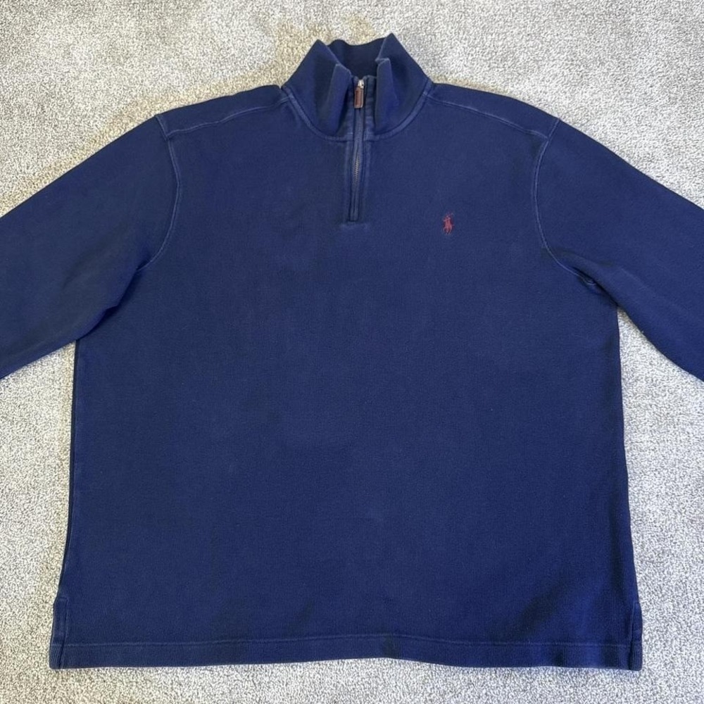 Vintage Polo Ralph Lauren 1/4 Zip Sweater Red Embroidered Logo XL - Picture 2 of 7